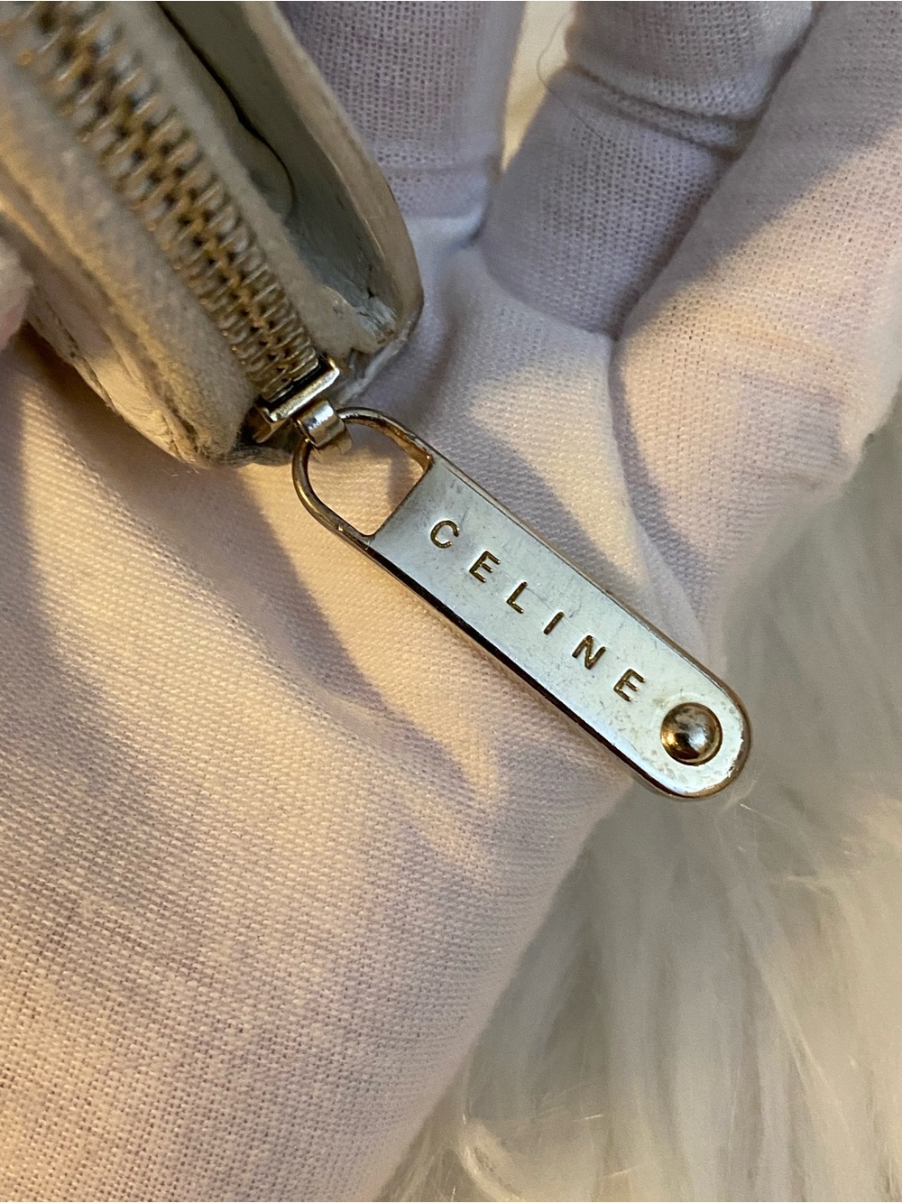 Celine Cream Embossed Leather Compact Wallet with Gold-Tone Plaque - Picture 11 of 11